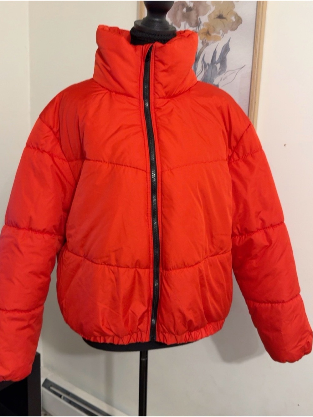 Wild Fable Red Cropped Puffer Jacket High Collar Size Large